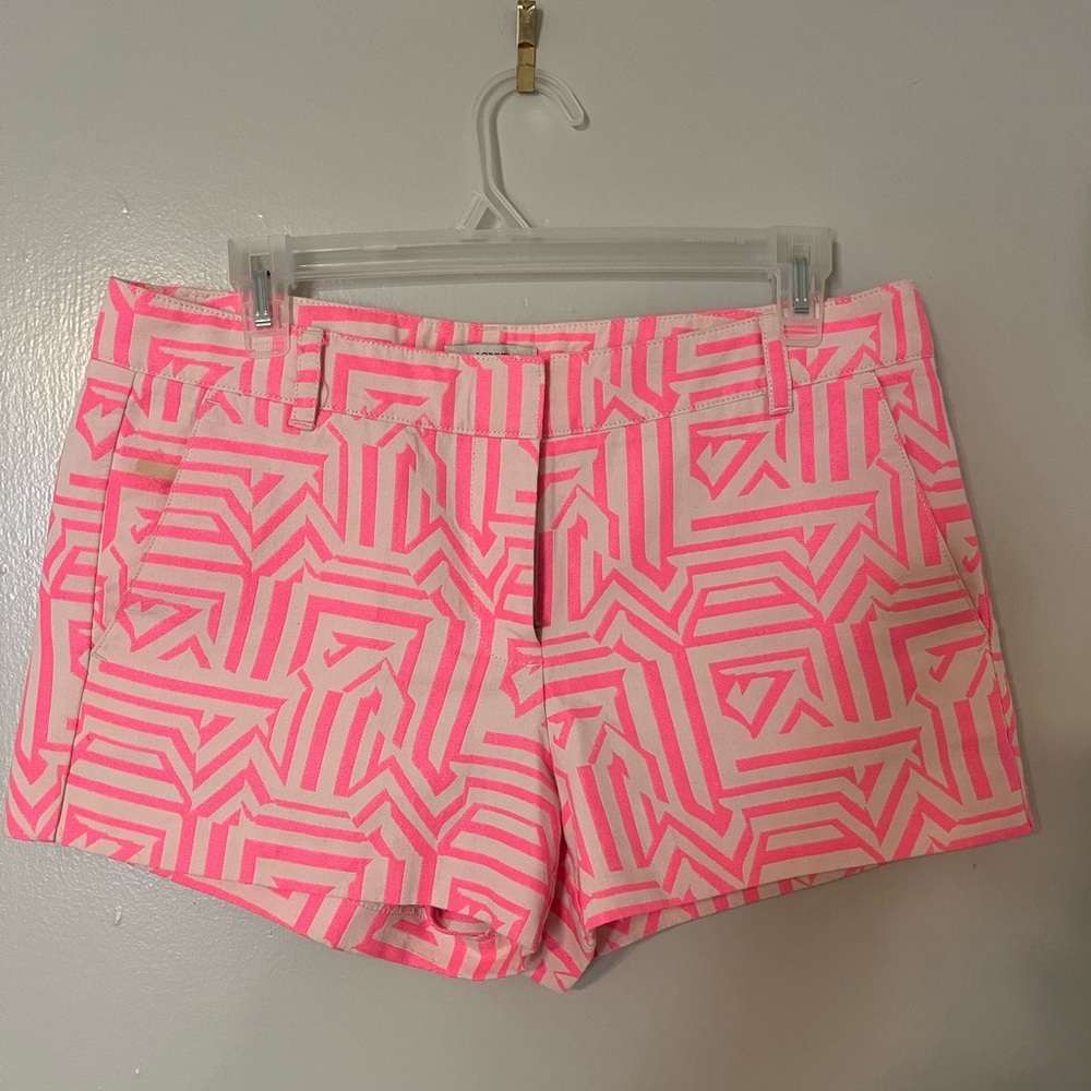 J. Crew Pink & Cream Geometric High-Waist Shorts